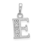 14K White Gold Diamond Letter E Initial Pendant