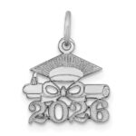 14K White Gold Graduation Cap and Diploma 2026 Charm