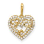 14k Polished CZ Heart in Heart Pendant