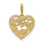 14k Polished CZ Heart in Heart Pendant - Image 3
