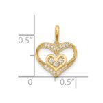 14k Polished CZ Heart in Heart Pendant - Image 4