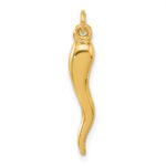 14k Polished 3-D Hollow Italian Horn Pendant
