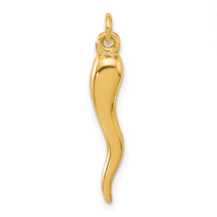 14k Polished 3-D Hollow Italian Horn Pendant