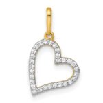 14k Polished CZ Open Heart Charm / Pendant