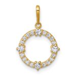 14k Polished CZ Open Circle Pendant