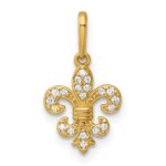14k Polished CZ Fleur de Lis Charm / Pendant