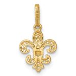 14k Polished CZ Fleur de Lis Charm / Pendant - Image 3