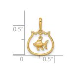 14k Polished Fish Bowl with Dangling Fish Charm / Pendant - Image 4