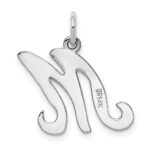 14KW White Gold Script Letter M Initial Charm - Image 4