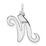 14KW White Gold Script Letter N Initial Charm - Image 4
