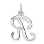 14KW White Gold Script Letter R Initial Charm - Image 4