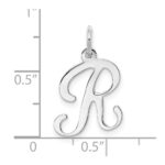 14KW White Gold Script Letter R Initial Charm - Image 3
