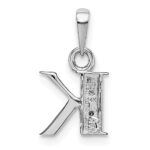 14KW Rhodium-plated Diamond Letter K Initial Pendant - Image 4