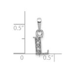 14KW Rhodium-plated Diamond Letter L Initial Pendant - Image 3
