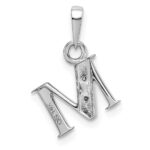 14KW Rhodium-plated Diamond Letter M Initial Pendant - Image 4