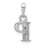 14KW Rhodium-plated Diamond Letter P Initial Pendant - Image 4