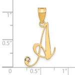 14KY Script Letter A Initial Pendant with Diamond - Image 4