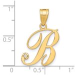14KY Script Letter B  Initial Pendant with Diamond - Image 4