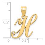 14KY Script Letter H Initial Pendant with Diamond - Image 4