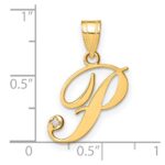 14KY Script Letter P Initial Pendant with Diamond - Image 4