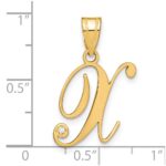 14KY Script Letter X Initial Pendant with Diamond - Image 4