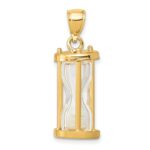 14k Polished 3-D Plastic Hourglass with Clear Beads Charm