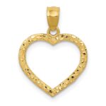 14K Polished and Textured Open Heart Pendant