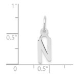 14K White Gold Small Slanted Block Letter N Initial Charm - Image 4