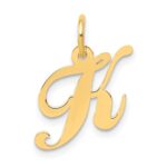 14k White Gold Small Fancy Script Letter K Initial Charm - Image 2