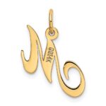 14K Small Fancy Script Letter M Initial Charm - Image 3