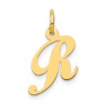 14K Small Fancy Script Letter R Initial Charm