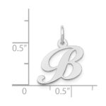 14k White Gold Small Fancy Script Letter B Initial Charm - Image 3