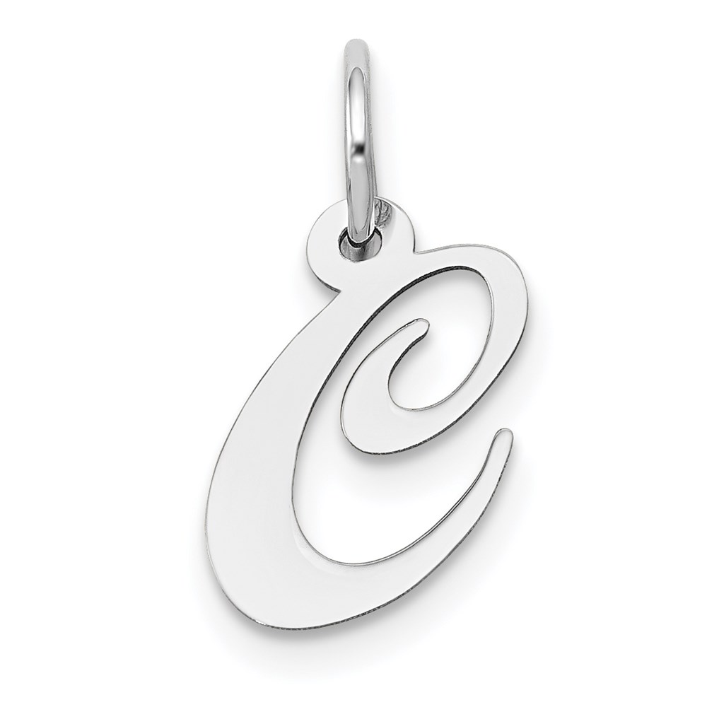 YC651C.jpg 14k White Gold Small Fancy Script Letter C Initial Charm - Image 1