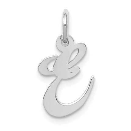 14k White Gold Small Fancy Script Letter E Initial Charm