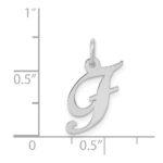 14k White Gold Small Fancy Script Letter F Initial Charm - Image 3