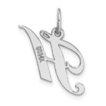 14k White Gold Small Fancy Script Letter H Initial Charm - Image 4