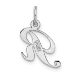 14k White Gold Small Fancy Script Letter R Initial Charm - Image 4
