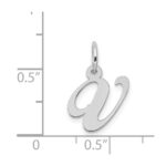 14k White Gold Small Fancy Script Letter V Initial Charm - Image 2