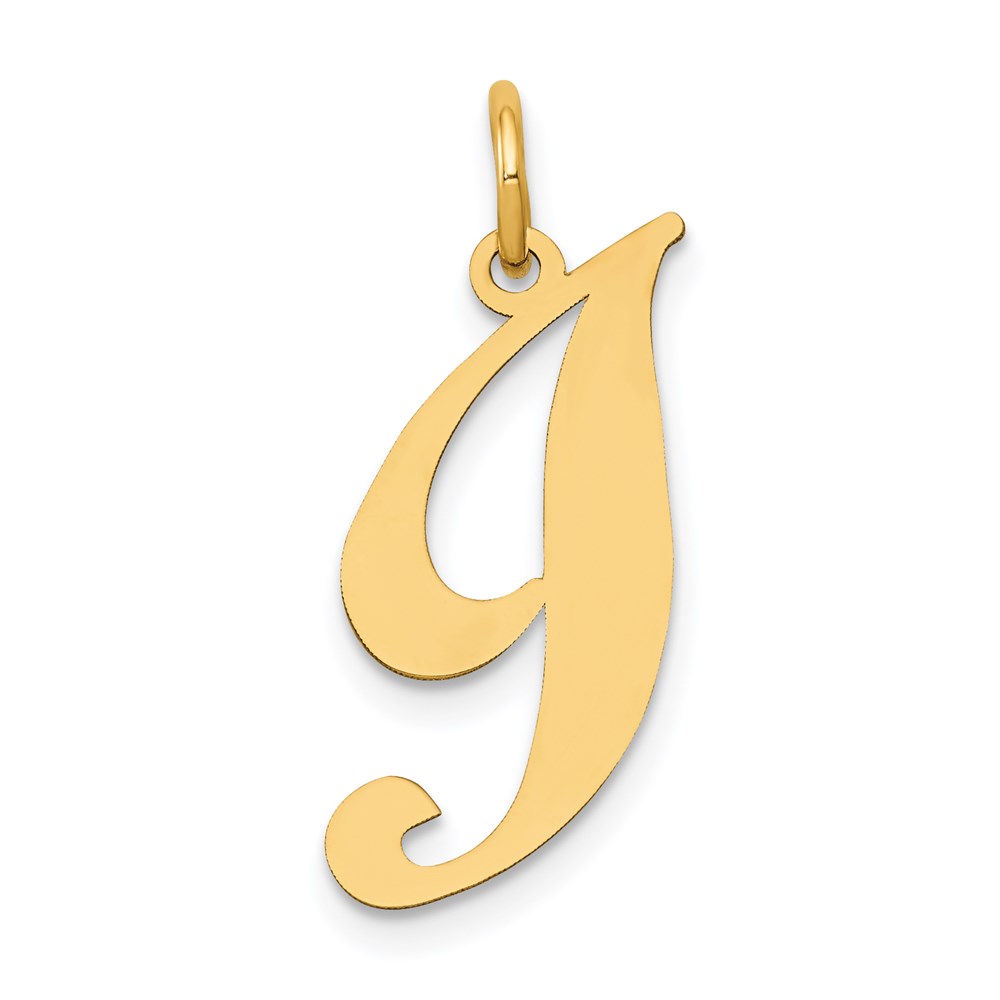 YC652I.jpg 14K Medium Fancy Script Letter I Initial Charm - Image 1