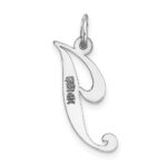 14K White Gold Medium Fancy Script Letter J Initial Charm - Image 4