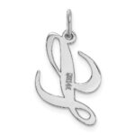14K White Gold Medium Fancy Script Letter L Initial Charm - Image 4