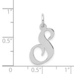 14K White Gold Medium Fancy Script Letter S Initial Charm - Image 3
