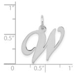 14K White Gold Medium Fancy Script Letter W Initial Charm - Image 3