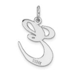 14k White Gold Large Fancy Script Letter E Initial Charm - Image 4