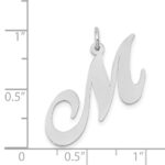 14k White Gold Large Fancy Script Letter M Initial Charm - Image 3