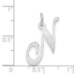14k White Gold Large Fancy Script Letter N Initial Charm - Image 3