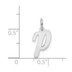 14k White Gold Small Script Letter P Initial Charm - Image 3