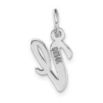 14k White Gold Small Script Letter V Initial Charm - Image 4