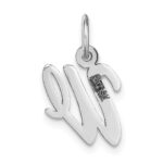 14k White Gold Small Script Letter W Initial Charm - Image 4