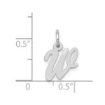 14k White Gold Small Script Letter W Initial Charm - Image 3